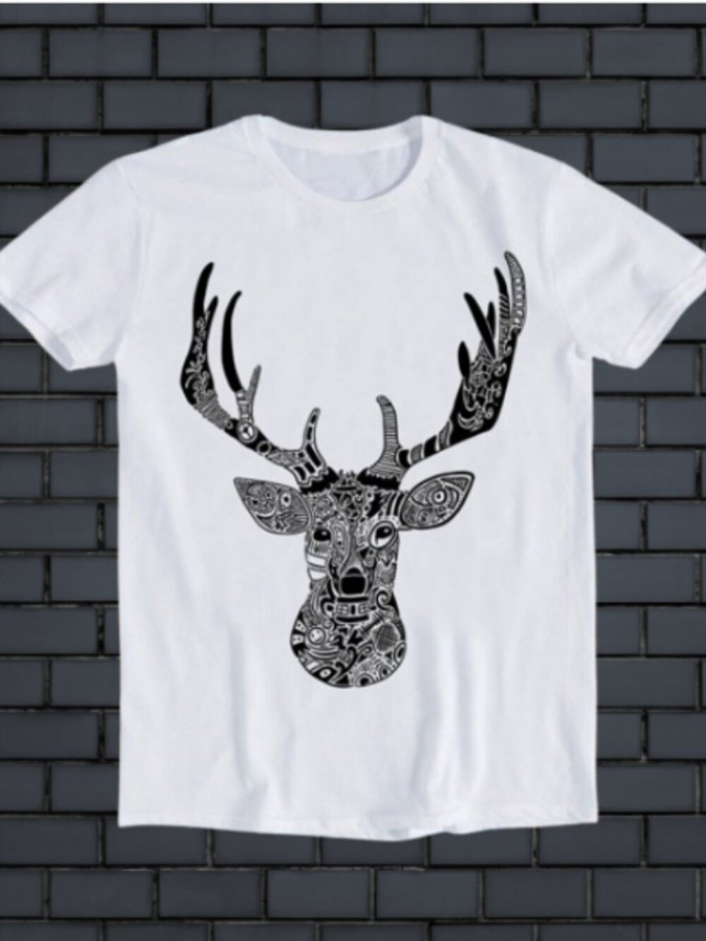 Aztec Deer Silhouette Doodle T Shirt